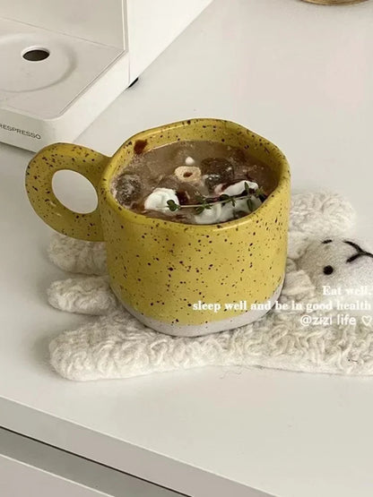 250ml Ceramic Mug Ring Handl Coffee Milk Modern Print Porcelain Mug Handmade Ceramic Hot Chocolate Cup Couple Handgrip Cups