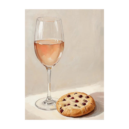 Funny Statement Piece Modern Still Life Poster Red Wine Pizza Crackers Art Print Food Wall Art Picture for Kitchen Home Decor
