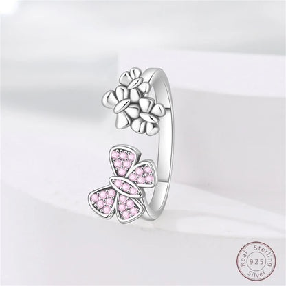 New 925 Sterling Silver Open Ring Hollow Rose Infinite Love Simple Ring Women Wedding Engagement Party Jewelry Gift