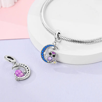 Original Charms 925 Silver Plated Bee Moon Star Pendant Fit Bracelet Making For Woman Fashion Jewelry