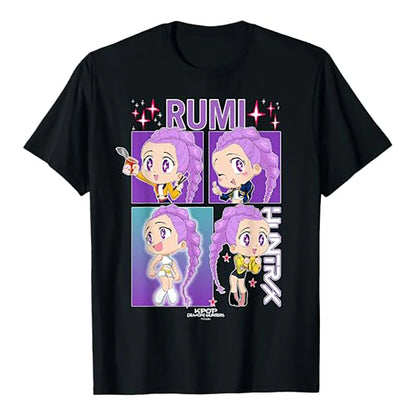 K-pop Demon Hunter Rumi Mira Zpey Movie Pattern T-Shirt Unisex Original Harajuku Style High-Quality Cotton T-Shirt Streetwear