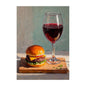 Funny Statement Piece Modern Still Life Poster Red Wine Pizza Crackers Art Print Food Wall Art Picture for Kitchen Home Decor