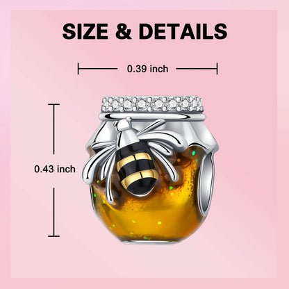 925 Sterling Silver Bee Honey jar Yellow series pandent Charm Fit Bracelet DIY Bead Ms Premium Jewelry Valentine's Birthday Gift