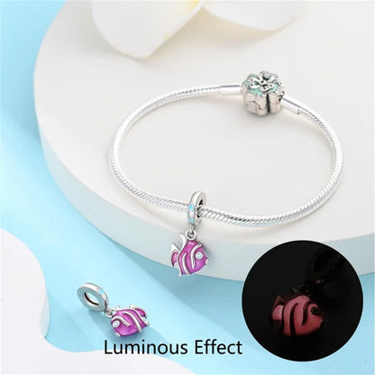 Blue Series 925 Sterling Silver Turtle,Whale & Seahorse Dangle Charm Fits Bracelet Kids Ocean Jewelry Accessories
