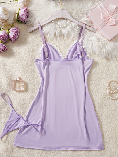 Light Purple Women Nighttime Lingerie Babydoll