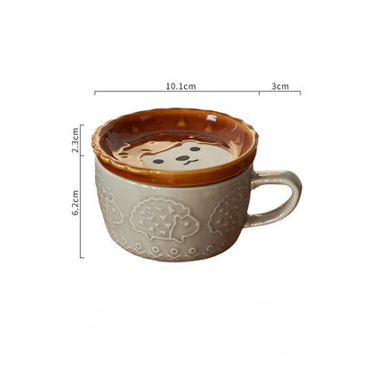 Japanese Cartoon Cat Coffee Mug With Cat Pattern Lid Small Dish Cute Breakfast Cup Creative Coffee Cup Milk Cup Gift For Girl