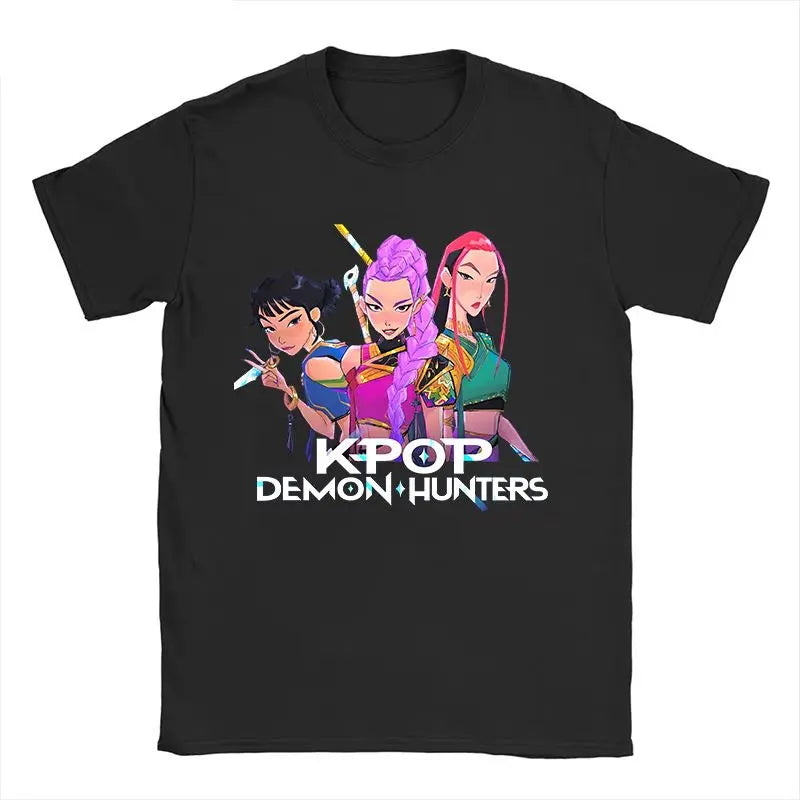 Men's T-shirt New American Harajuku Style K-pop Demon Hunter Tiger and Bird Demon Hunter Tiger Print T-shirt streetwear Unisex