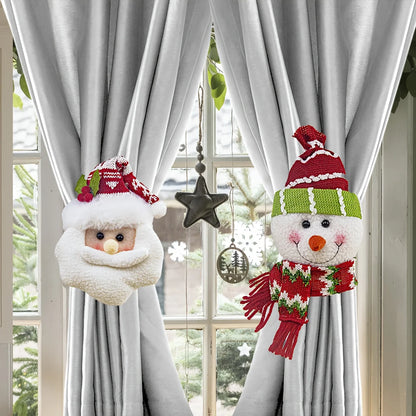 New Christmas Curtain Paste Creative  Santa Claus Curtains Pastes Adjustable Curtain Paste Decorative Drapes Curtain Accessoires
