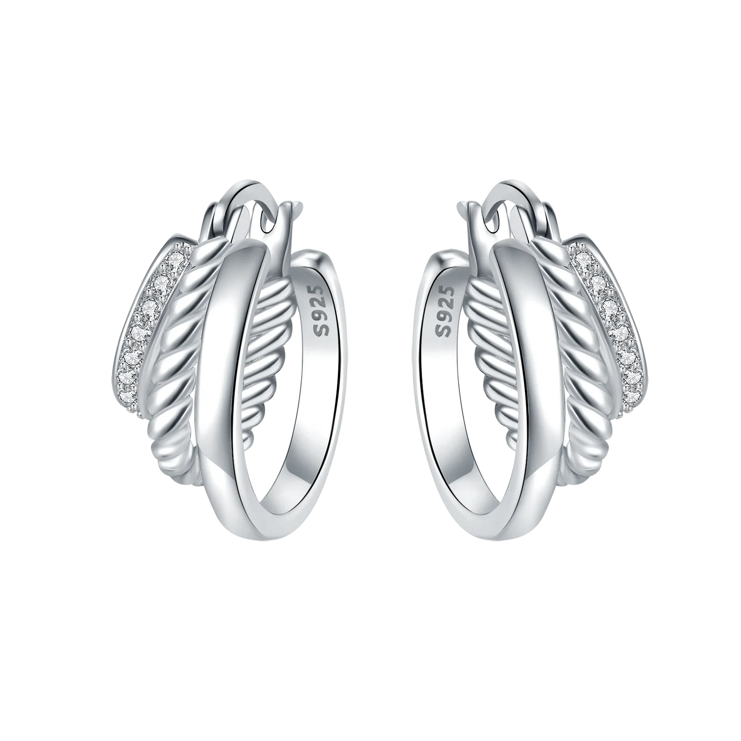 CYMYSS 2025 New 925 Sterling Silver Classic Hollow-out Versatile Hoop Earrings for Women Fine Jewelry Ideal Birthday Party Gifts