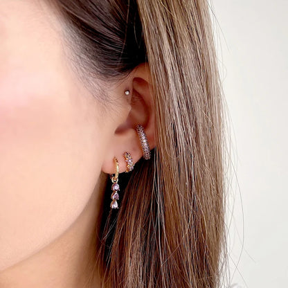 Luxury 925 Sterling Silver Ear Needle Flower Colorful Crystal Gold Earring For Women Hoop Earrings Trend Jewelry  Accessories