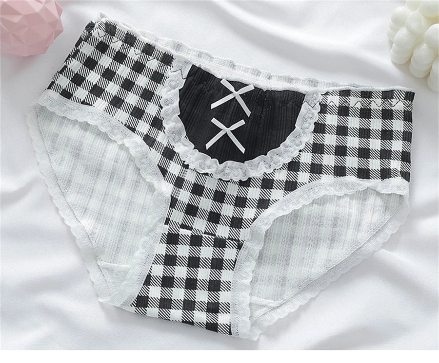 3PCS/set Cotton Bar Girl Panties Butterfly Sexy Design Unique Mid Waist Women Briefs Breathable Girls Underwear Soft Lingerie
