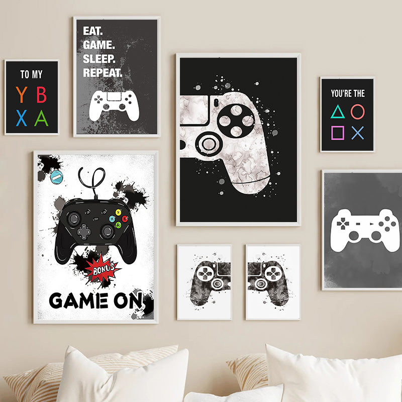 Gamepad Abstract Poster Canvas Painting Print Wall Art Picture Game Player Children'S Room Decorative Painting Boy Gift