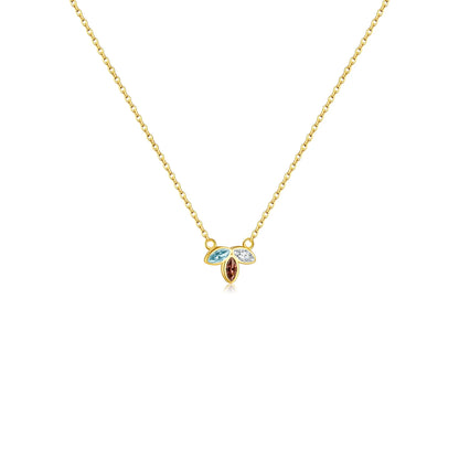 ANDYWEN 925 Sterling Silver Gold Three Zircon Queen Flower Pendant Necklace Long Choker Women Wedding Luxury FineJewelry Gift