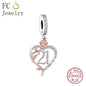 FC Jewelry Fit Original Charm Bracelet 925 Silver 18th 30th 40th Birthday Number Rose Flower Bead For Making Daughter Berloque