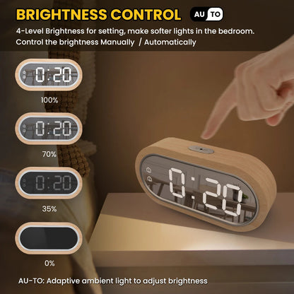 FanJu Digital Clock Alarm Snooze Table Thermometer Electronic USB charger LED Wooden Watch Living room Desk Clocks AAA Powered