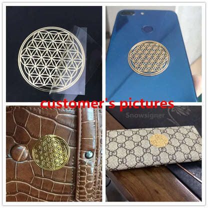 6PCS/Lot Flower of Life Copper Energy Stickers Phone Case Sticker Crafts DIY Jewelry Making