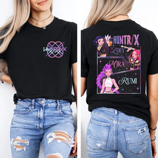 Huntrix T Shirt Kpop Demon Hunter Shirt Huntrix Shirt Mira Rumi Joey Shirt Demon Hunter Merch Gift for Kpop Fan Kpop Movie Shirt