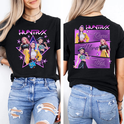 Retro Huntrix Kpop Demon Hunters T Shirt Huntrix Girl Shirt Kpop Group Shirt Mira Rumi Joey Shirt Demon Hunter Merch Tee