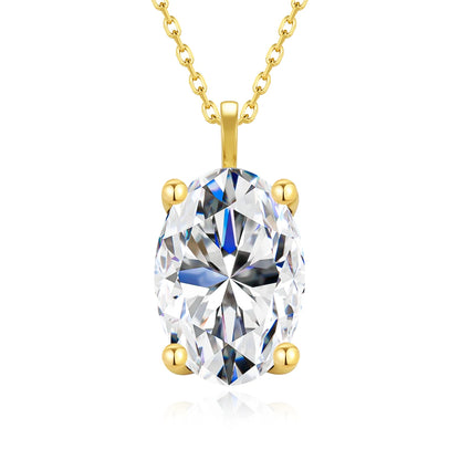 Oval Cut Moissanite Diamond Pendant 14K Gold for Women 2CT 3CT D VVS1 100% Au585 Necklaces for Anniversary Gifts Classic Jewelry