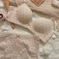Lace Edge Sexy Lingerie Women's Small Breasts Gather No Wire Anti-Sag Bra Set