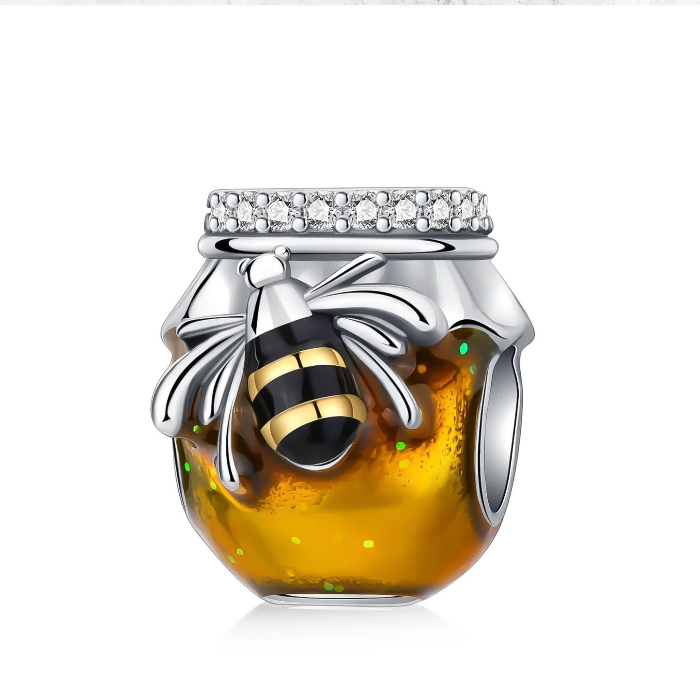 925 Sterling Silver Bee Honey jar Yellow series pandent Charm Fit Bracelet DIY Bead Ms Premium Jewelry Valentine's Birthday Gift