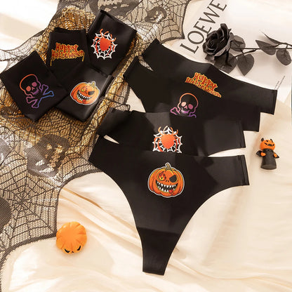 3PCS Halloween Women's Panties Charming Thongs Female Breathable Soft Sexy Lingerie