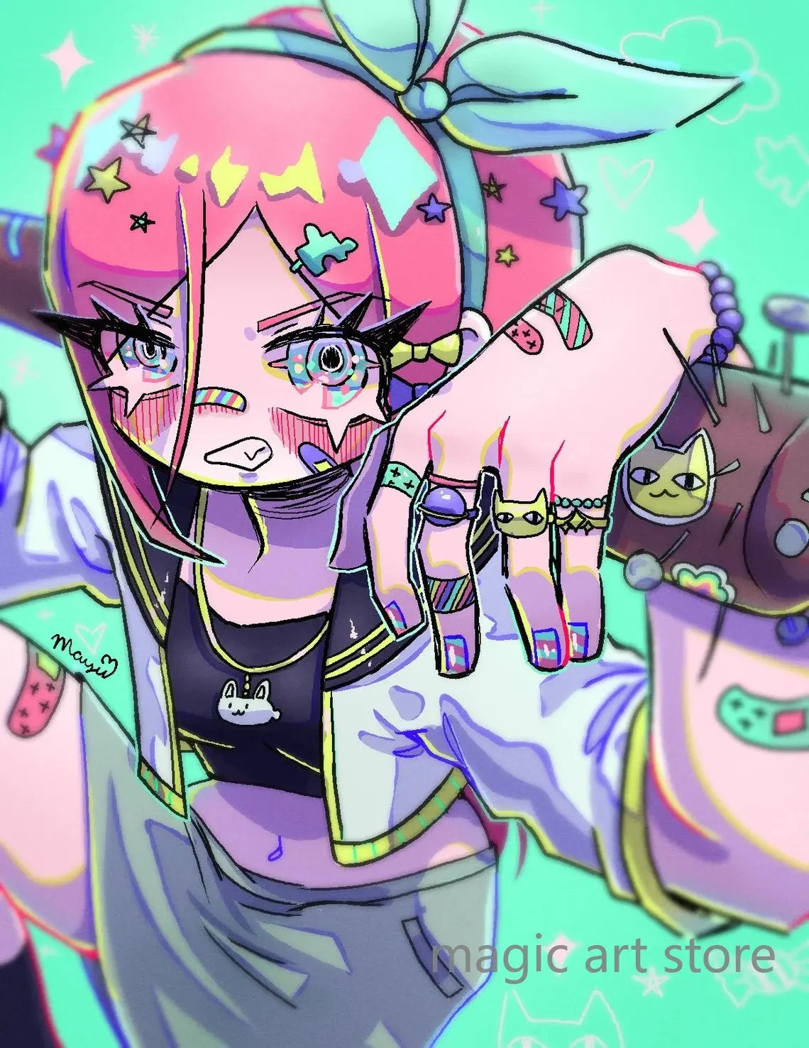 Horror Anime Style Video Game Omori Main Character Game Scene Art Poster Canvas Painting Wall Print Picture Room Home Bar Decor