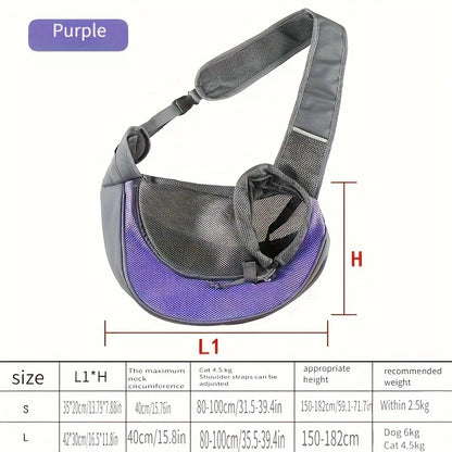 Portable Mesh Breathable Pet Shoulder Bag, Crossbody Cat and Dog Luggage, Small Chest Backpack for Travel and Walking
