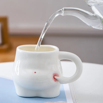 320ml Funny Coffee Mug with Hand Handle Cute Ceramic Mug Fat Belly Shaped Mug Weight Loss Encouragement Gift