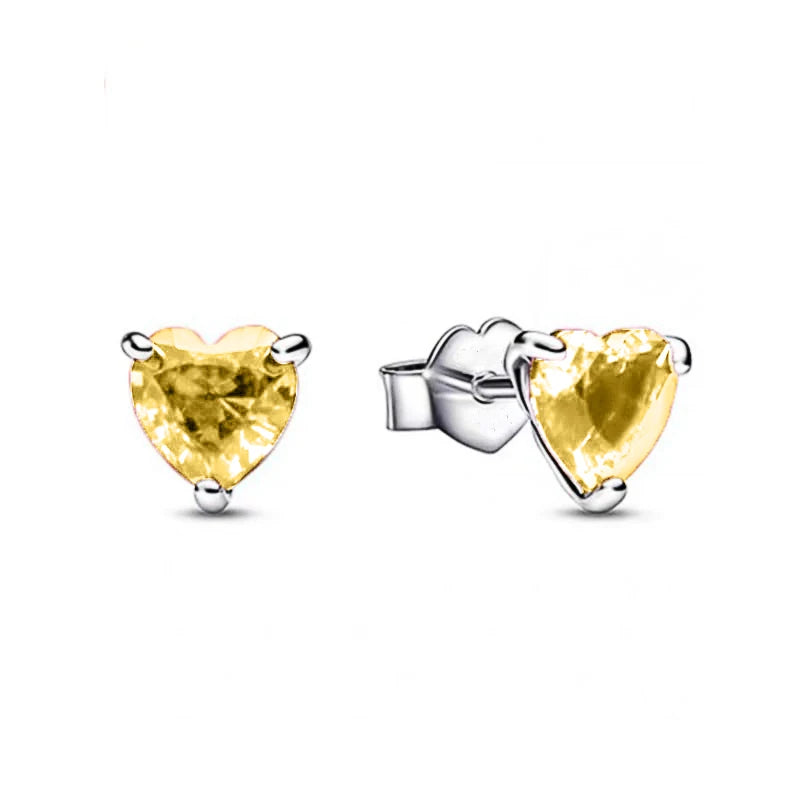 European New S925 Silver Zircon Heart-ShapedColored Earrings Suitable For Women's Holiday Exquisite Charm Jewelry Gifts