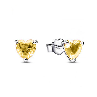 European New S925 Silver Zircon Heart-ShapedColored Earrings Suitable For Women's Holiday Exquisite Charm Jewelry Gifts