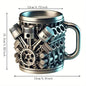 V8 Engines Stainless Steel 7 OZ Insulated Handle Coffee Mug - Creative Automotive Engine Design