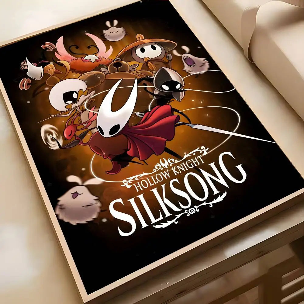Cute Characte Game Hollow Knight Silksong-Cool Poster Canvas painting with prints Home bedroom living room decoration gift