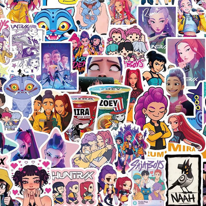 A50/55/60Pcs KPop Demon Hunters Stickers KPop Demon Hunters DIY Stickers Scrapbooking Phone Luggage Skateboard Waterproof Decals