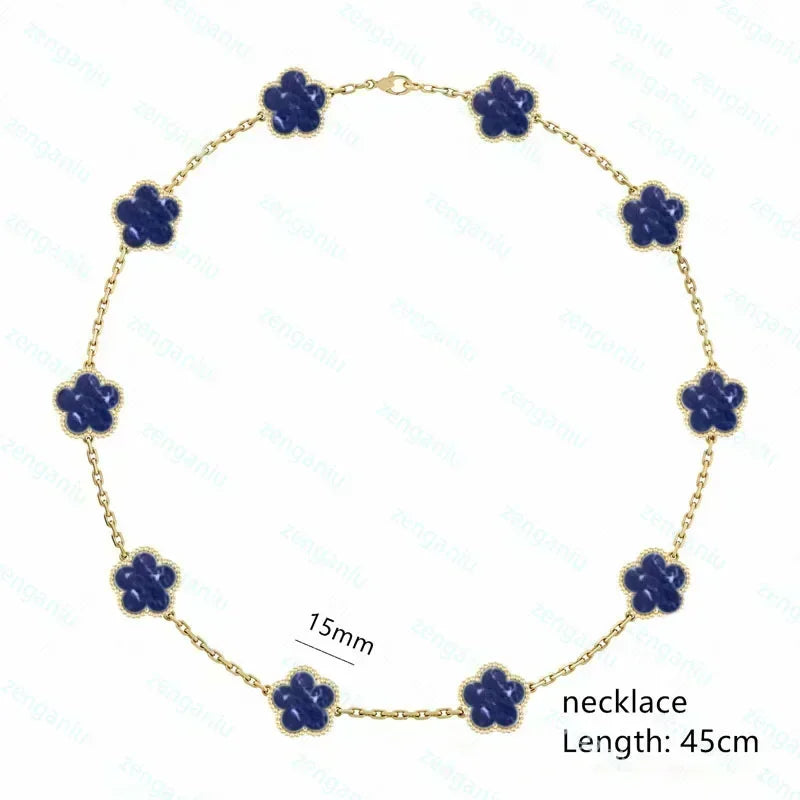 2023 New 925 Sterling Silver Women's Luxury Jewelry High Quality Pidestone Clover Bracelet Jewelry Set Free Shipping With Logo