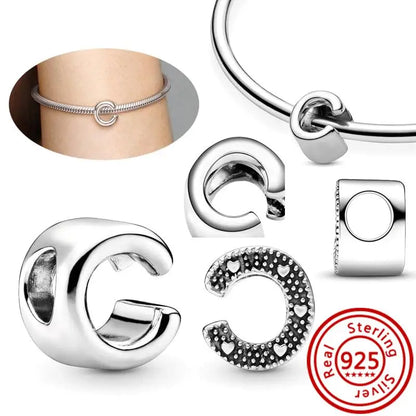 Hot Sale 100% 925 Sterling Silver 26 Letter A~Z Alphabet DIY Name Beads Fit Original  Charm Bracelet Bangles Fine Jewelry