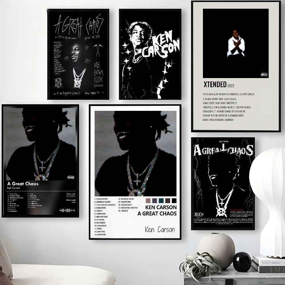 Pop Singer Ken Carson A Great Chaos Poster Poster Paper Print Home Living Room Bedroom Entrance Bar Cafe Art Painting Decoration