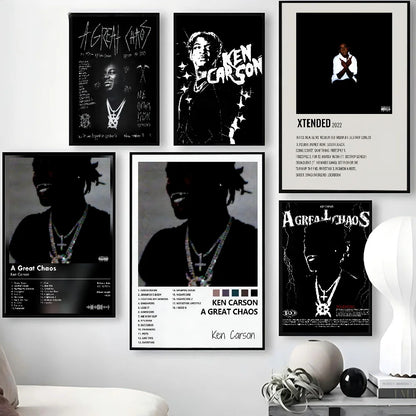 Pop Singer Ken Carson A Great Chaos Poster Poster Paper Print Home Living Room Bedroom Entrance Bar Cafe Art Painting Decoration