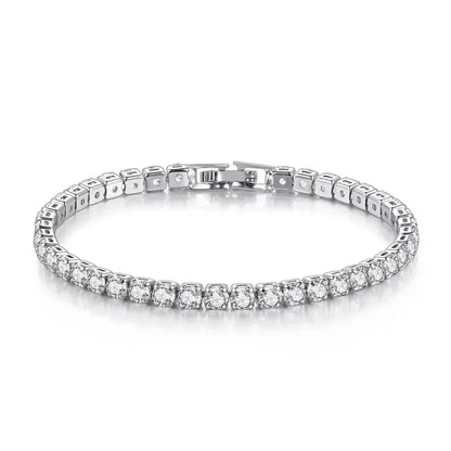 S925 Sterling Silver Bracelet Zirconia Tennis Ball Women Fashion Simple Engagement Wedding Charm Jewelry 4mm 16-20cm