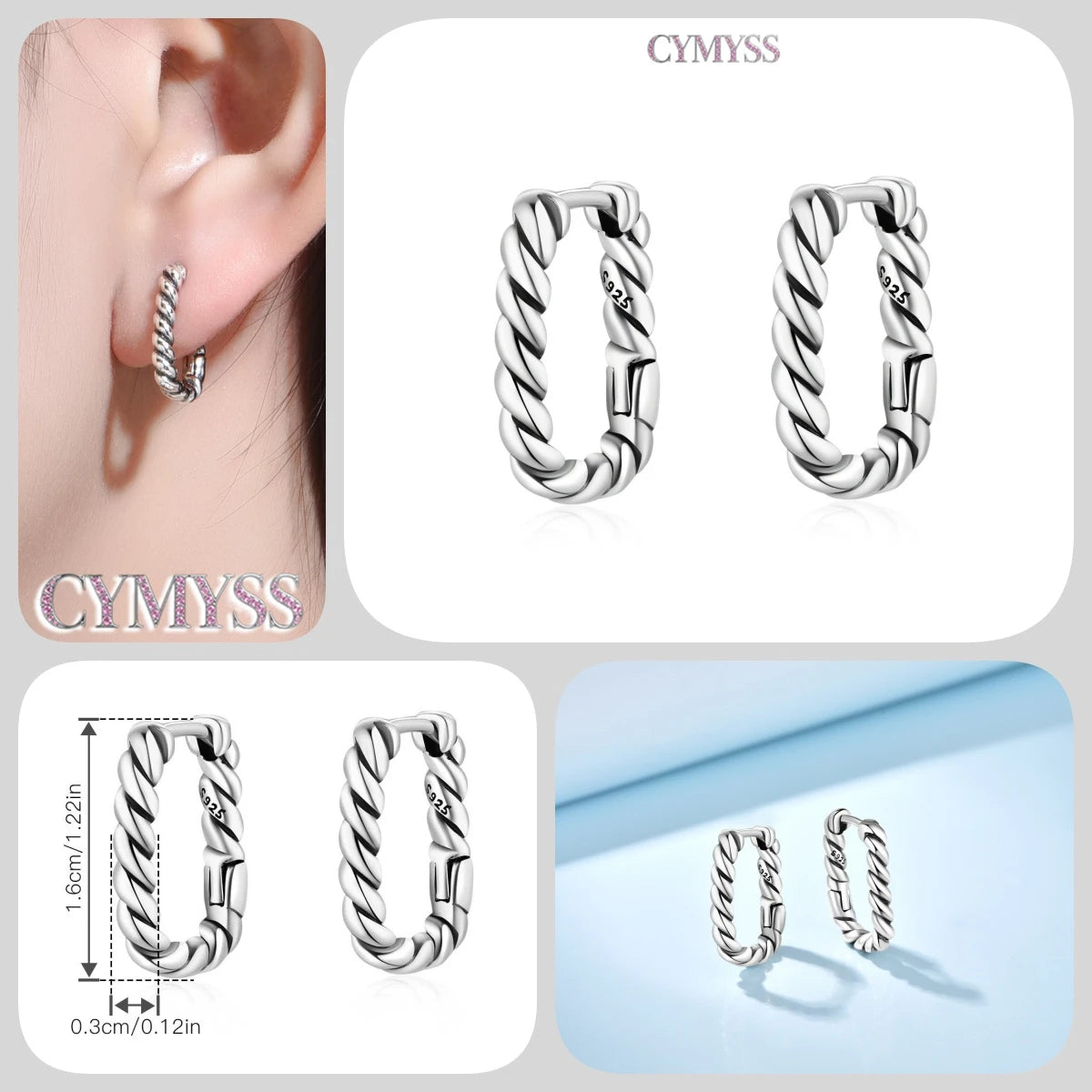 CYMYSS 2025 New 925 Sterling Silver Classic Hollow-out Versatile Hoop Earrings for Women Fine Jewelry Ideal Birthday Party Gifts