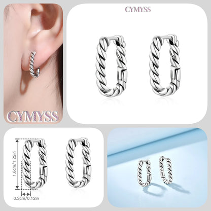 CYMYSS 2025 New 925 Sterling Silver Classic Hollow-out Versatile Hoop Earrings for Women Fine Jewelry Ideal Birthday Party Gifts