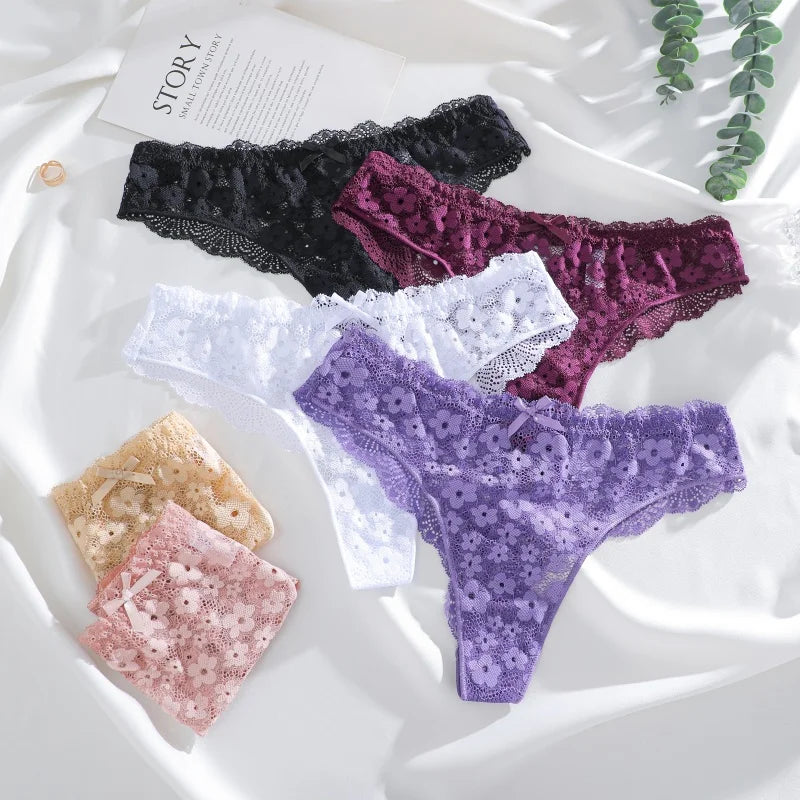 3Pcs Women Cotton Lingerie Sexy Thong Soft Fashion Panties Femme Design Underwear Pantys Underpant Lingerie Lace Intimates S-XL