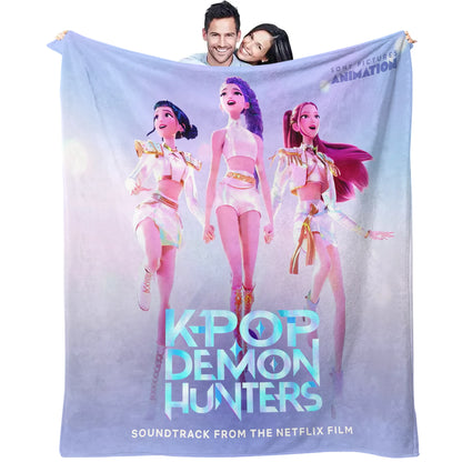 K-Pop Demon Hunters Blanket Hot Anime Flannel Blanket