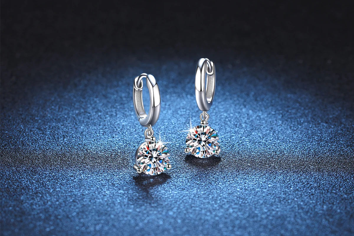 2ct Moissanite Diamond Earrings 100% S925 Sterling Sliver Orginal Drop Earring Wedding Bride Jewelry with Certificate for Women