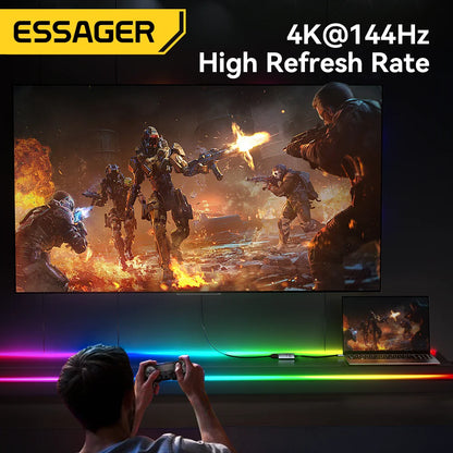 Essager HDMI-Compatible to USB C Adapter 8K@60Hz 4K@120Hz/144Hz for iPhone  15 MacBook Pro iPad High-Speed HD TV Cable Converter