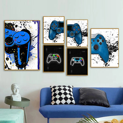 Gamepad Abstract Poster Canvas Painting Print Wall Art Picture Game Player Children'S Room Decorative Painting Boy Gift