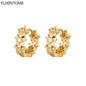 Luxury 925 Sterling Silver Ear Needle Flower Colorful Crystal Gold Earring For Women Hoop Earrings Trend Jewelry  Accessories