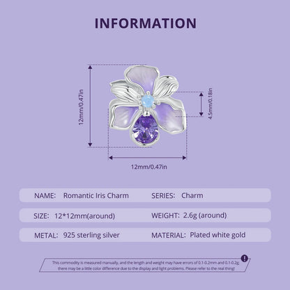 Bamoer 100% 925 Sterling Silver Romantic Crystal Butterfly Iris Charm For Women Fit Bracelet DIY Necklace Fine Jewelry Gift