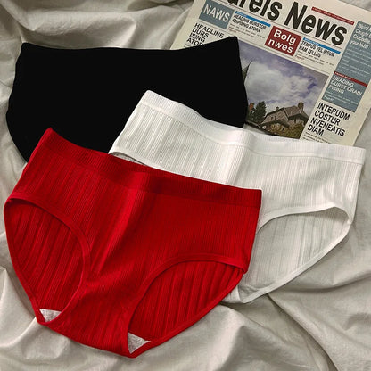 3PCS/Set Panties For Woman Underwear Solid Color Soft Cotton Briefs Girls Underpants
