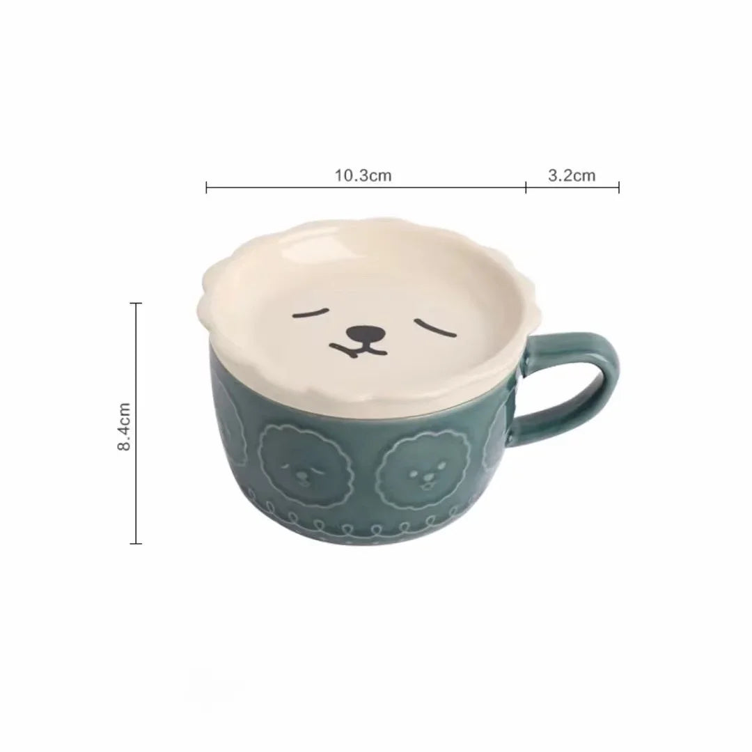 Japanese Cartoon Cat Coffee Mug With Cat Pattern Lid Small Dish Cute Breakfast Cup Creative Coffee Cup Milk Cup Gift For Girl